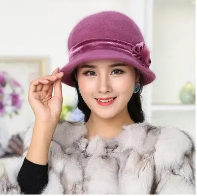 Eulalie | Wool Bucket Camel Flower Hat