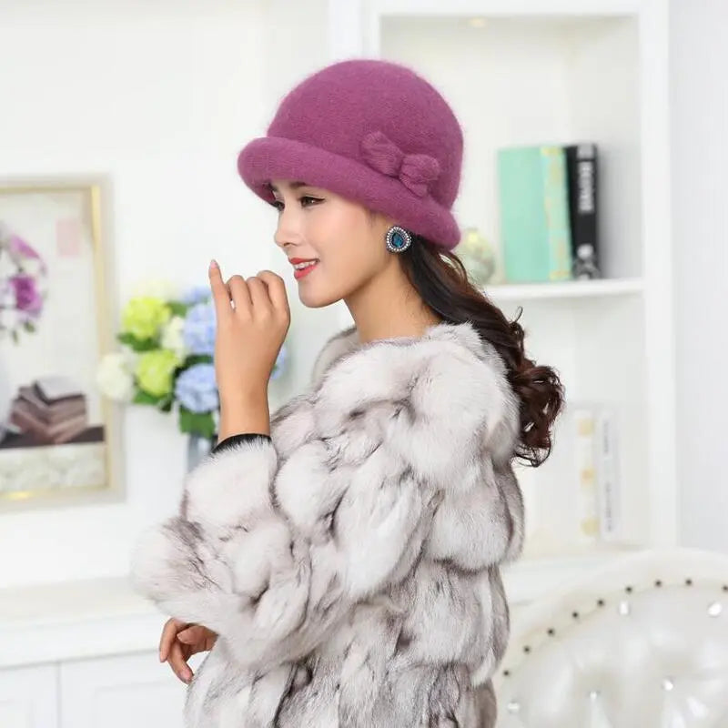 Eulalie | Wool Bucket Camel Flower Hat