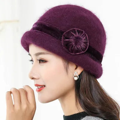 Eulalie | Wool Bucket Camel Flower Hat