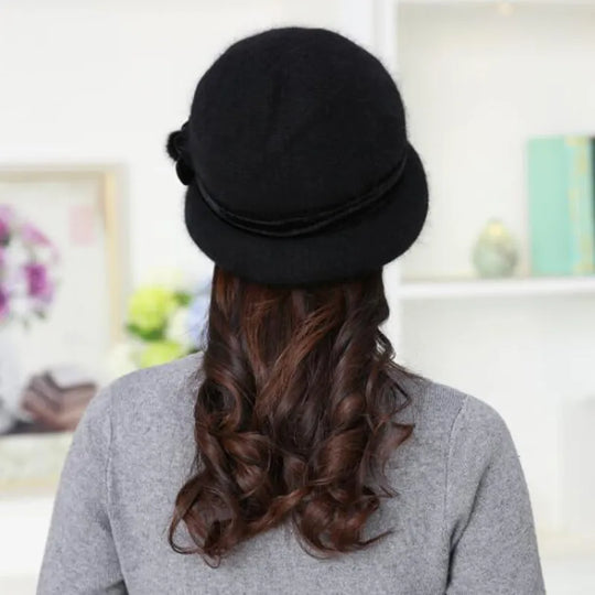 Eulalie | Wool Bucket Camel Flower Hat