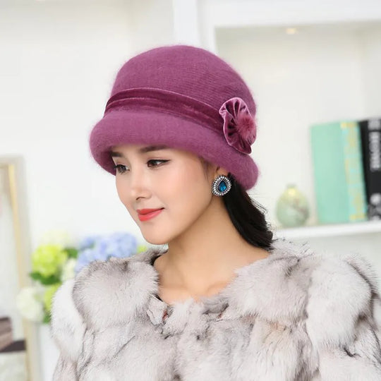 Eulalie | Wool Bucket Camel Flower Hat