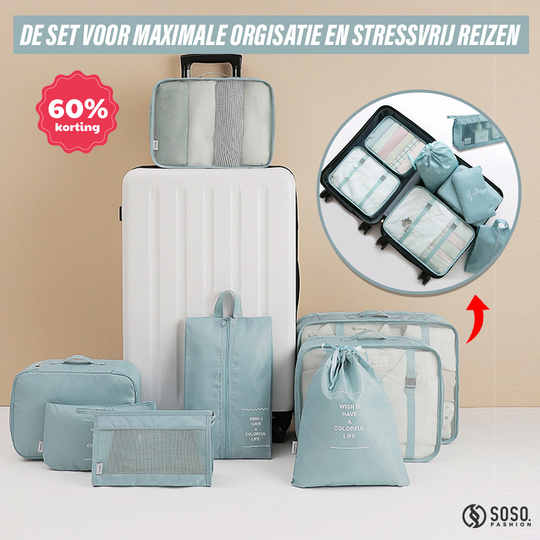 ReisOrganizer | Set van 7 ruimtebesparende opbergtassen
