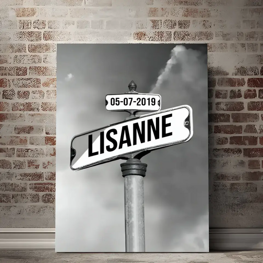VintageCanvas | Gepersonaliseerd Kruispunt Teken Canvas