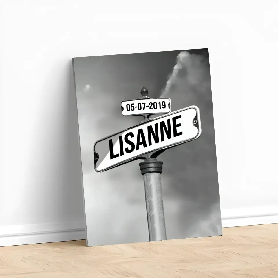 VintageCanvas | Gepersonaliseerd Kruispunt Teken Canvas