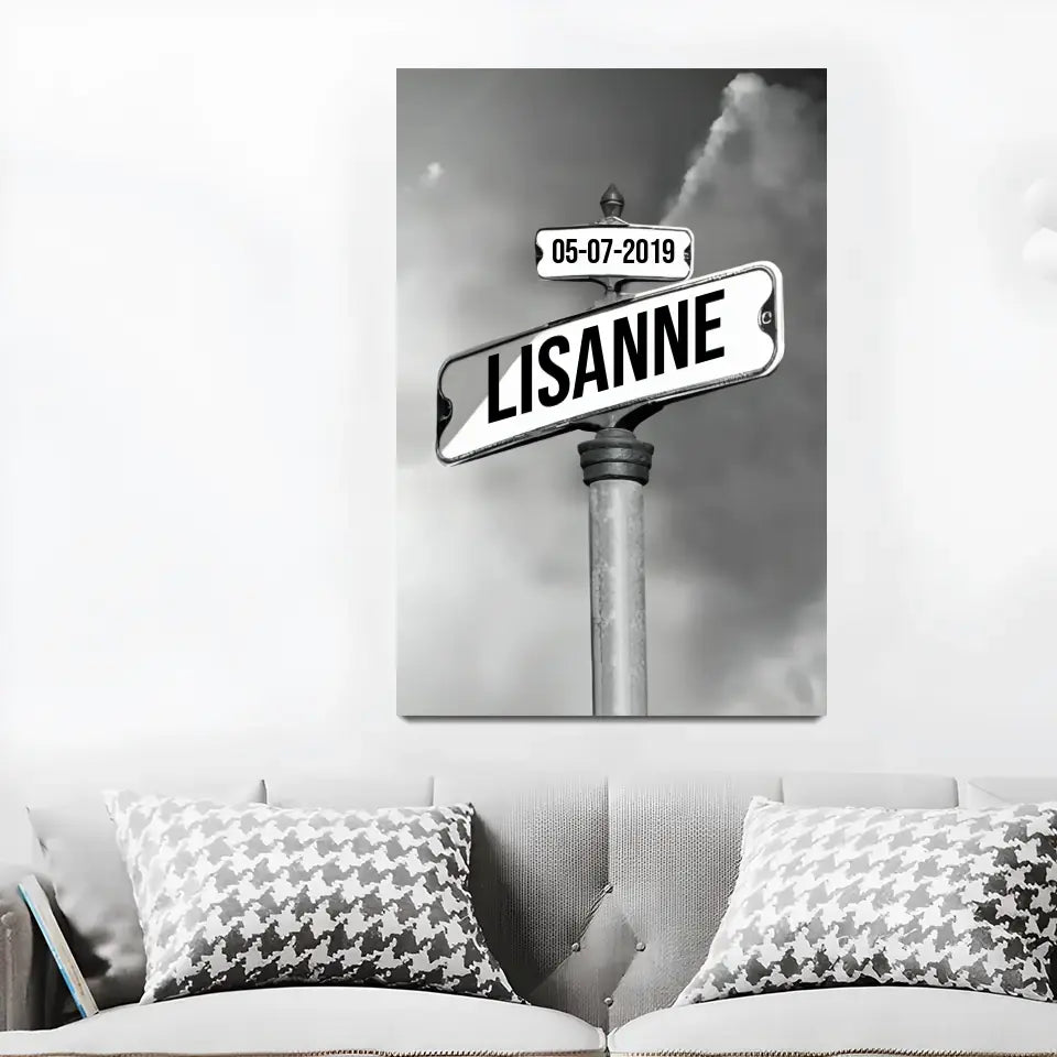 VintageCanvas | Gepersonaliseerd Kruispunt Teken Canvas