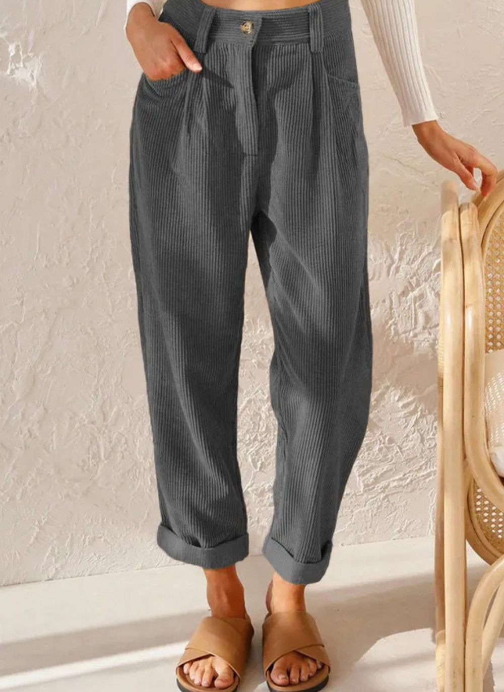 Rachel | Trendy effen gekleurde broek