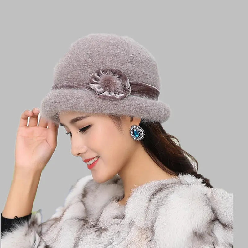 Eulalie | Wool Bucket Camel Flower Hat
