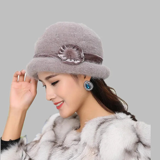 Eulalie | Wool Bucket Camel Flower Hat