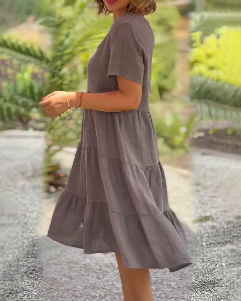 Frederique | Elegante katoenen jurk met V-Hals