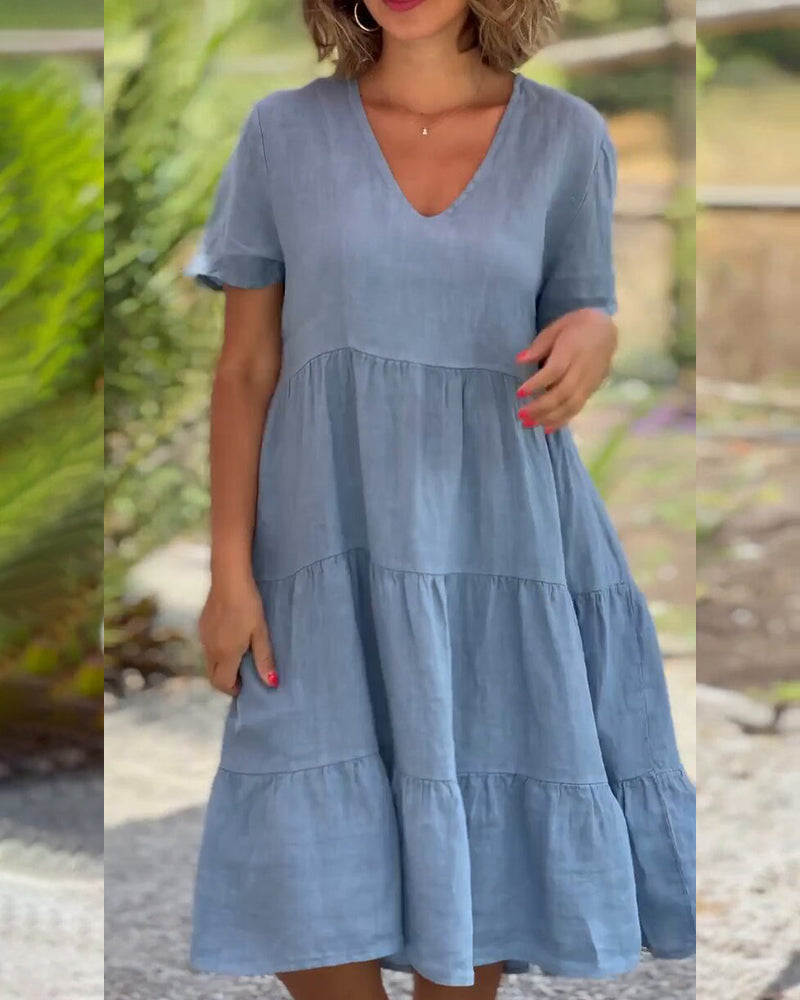 Frederique | Elegante katoenen jurk met V-Hals