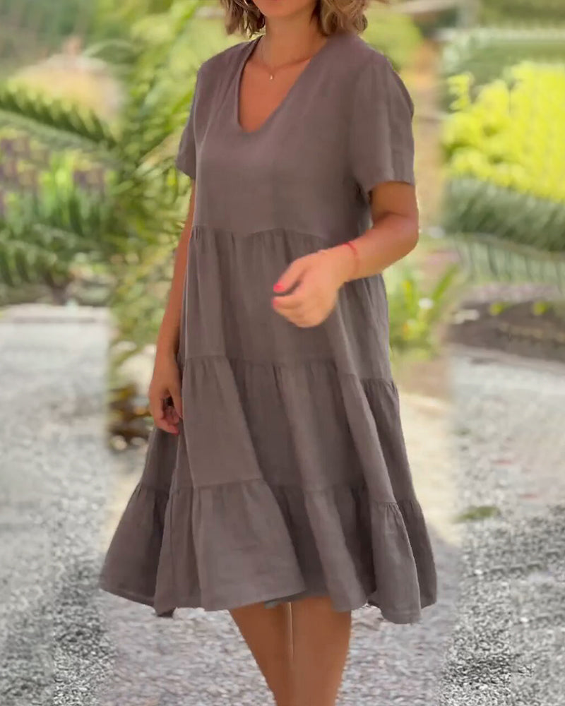 Frederique | Elegante katoenen jurk met V-Hals