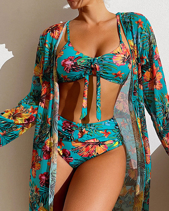 Laura  | Bikini en kimono met tropisch patroon