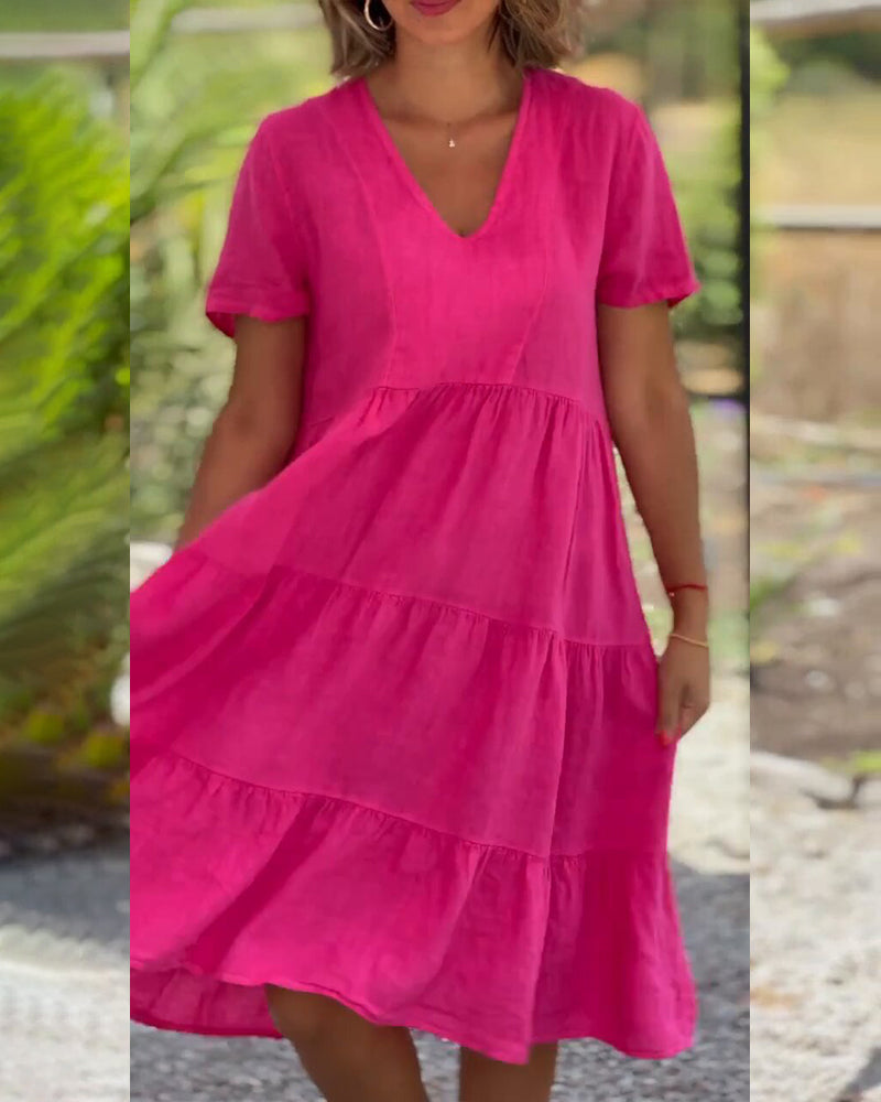 Frederique | Elegante katoenen jurk met V-Hals