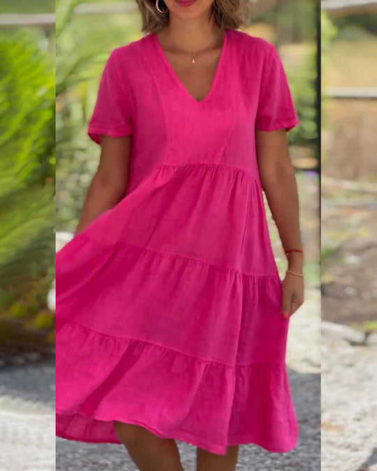 Frederique | Elegante katoenen jurk met V-Hals