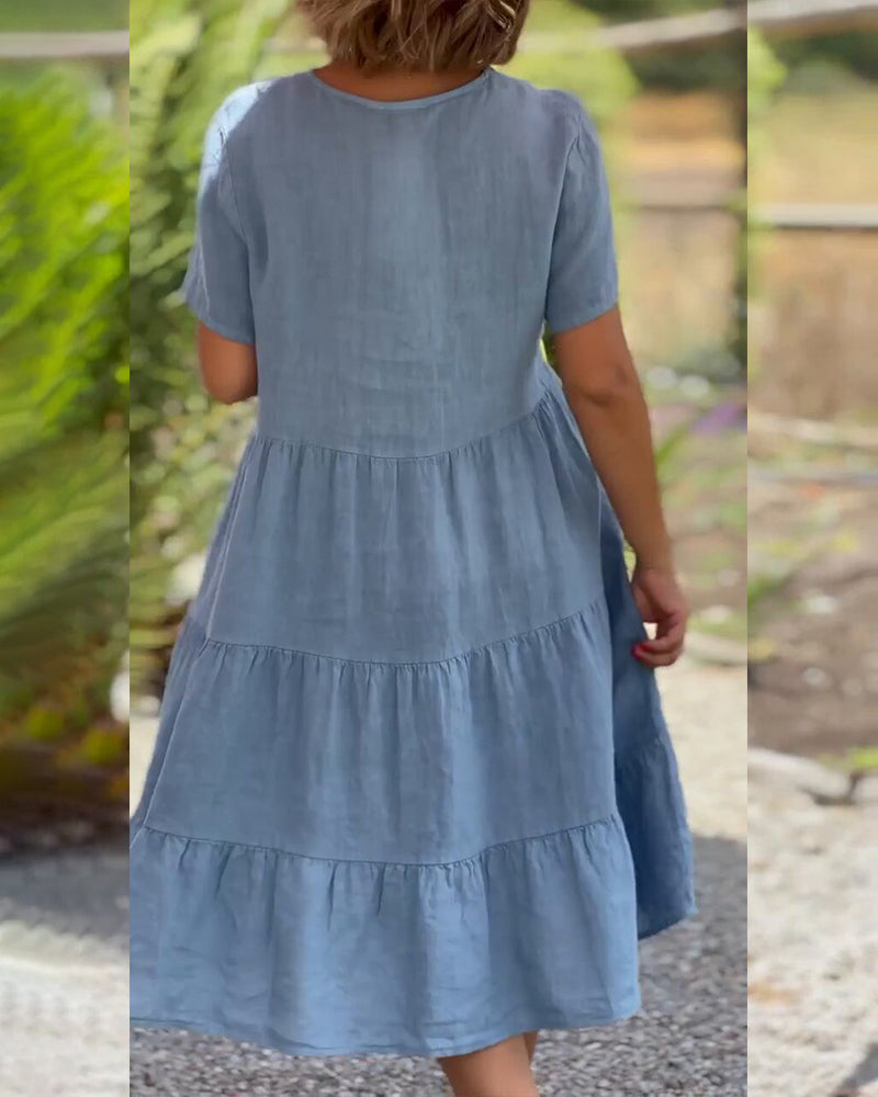 Frederique | Elegante katoenen jurk met V-Hals