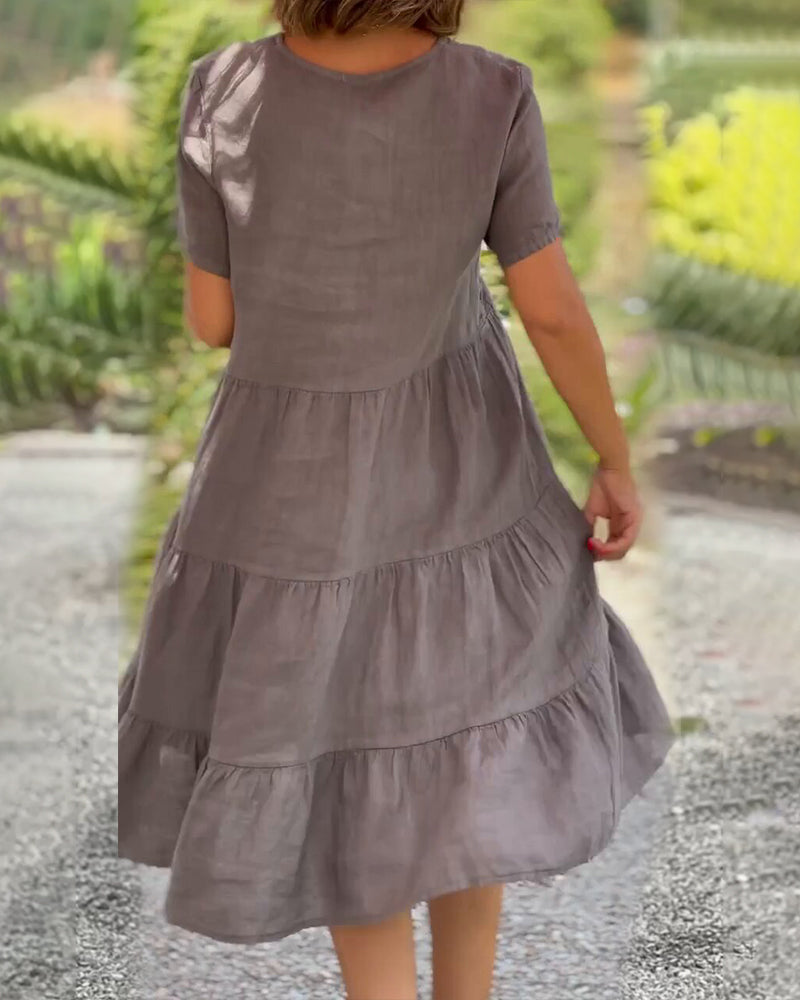 Frederique | Elegante katoenen jurk met V-Hals