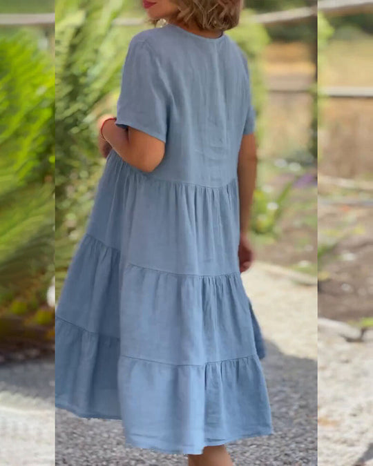 Frederique | Elegante katoenen jurk met V-Hals